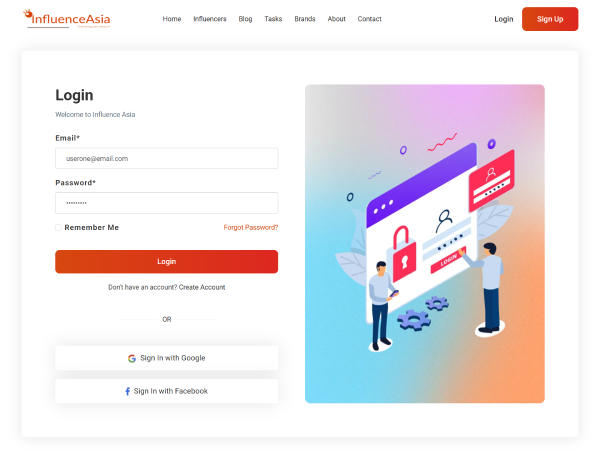 Sign up using your social media profile