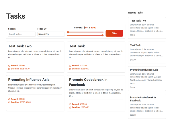 Select available tasks from task page